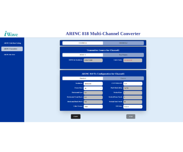 ARINC 818-2 Multi-Channel Converter GUI Display image